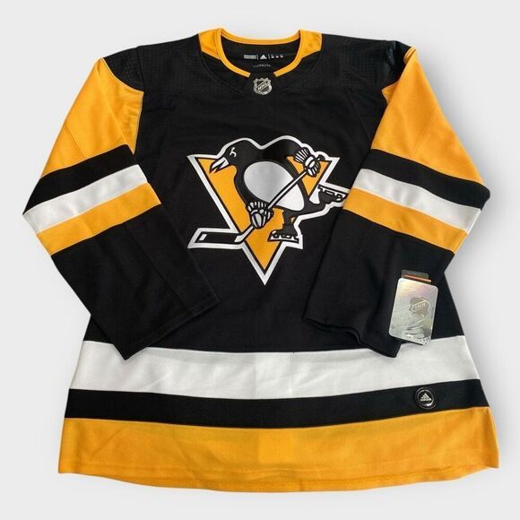 Adidas NHL Pittsburgh Penguins Authentic Home Black Jersey CA7108 Mens size 46 - Picture 1 of 12